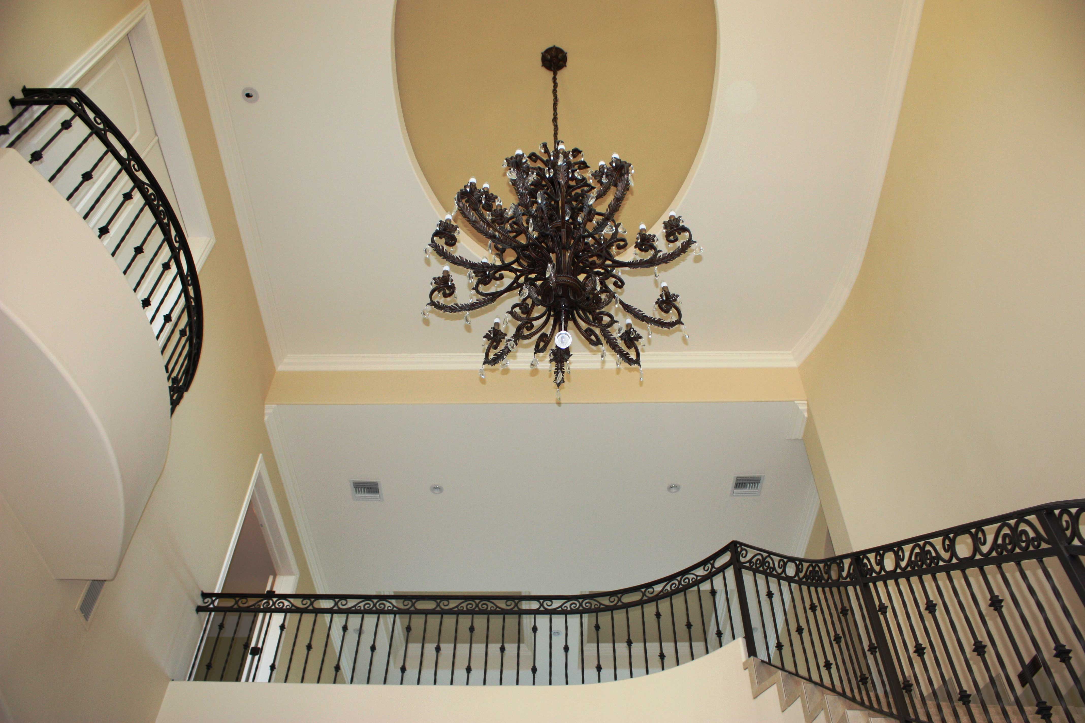 Chandelier and balcony in custom home in Fulton Ranch, Chandler AZ